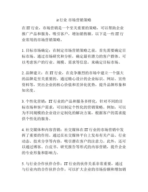 it行业 市场营销策略