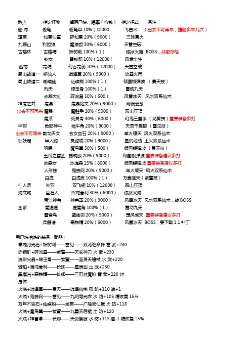 剑三尸块魔剑完整攻略