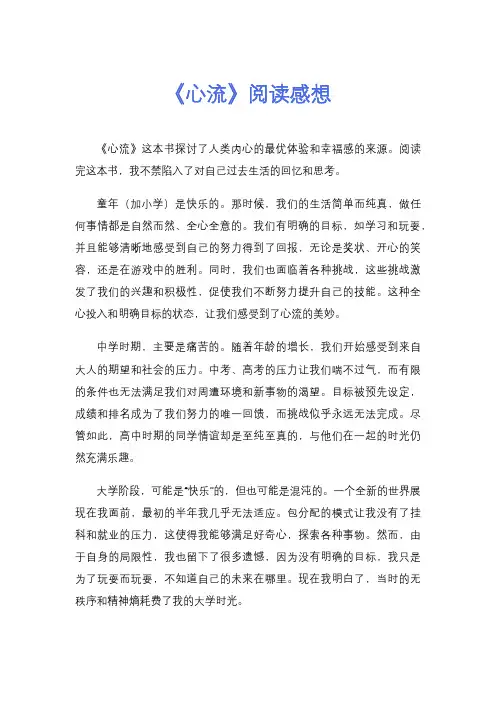 《心流》阅读感想