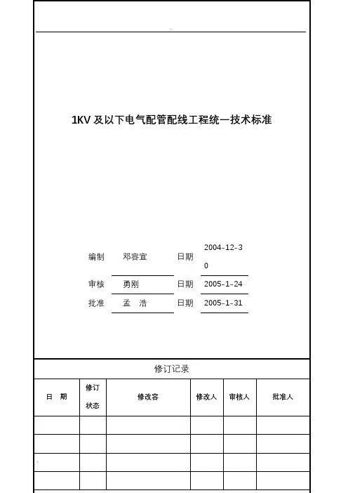 1KV及以下电气配管配线统一技术标准