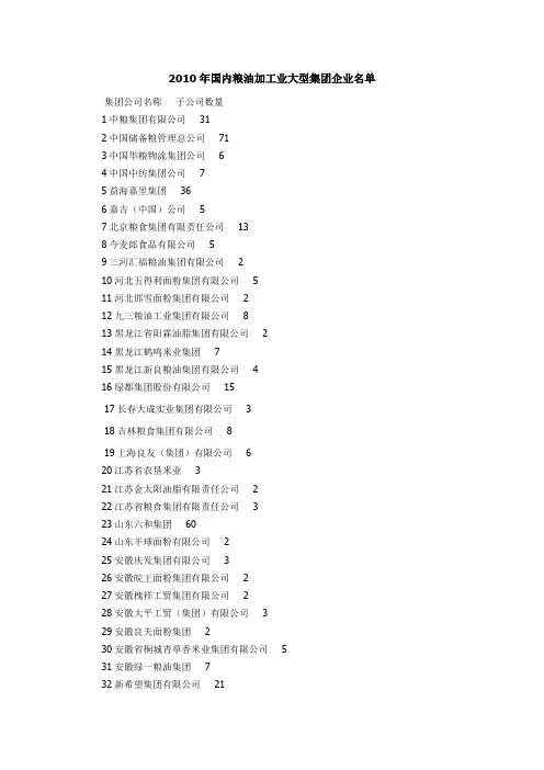 中国大型粮油公司