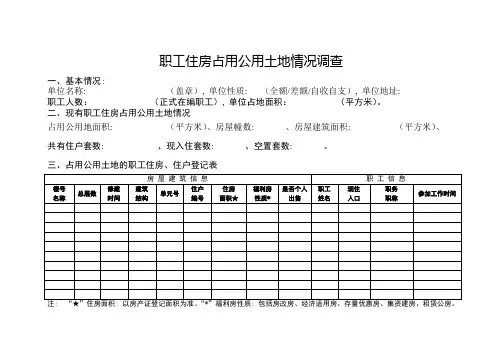 住房占用公用土地调查表