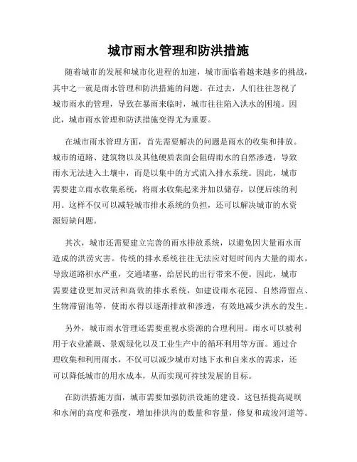 城市雨水管理和防洪措施