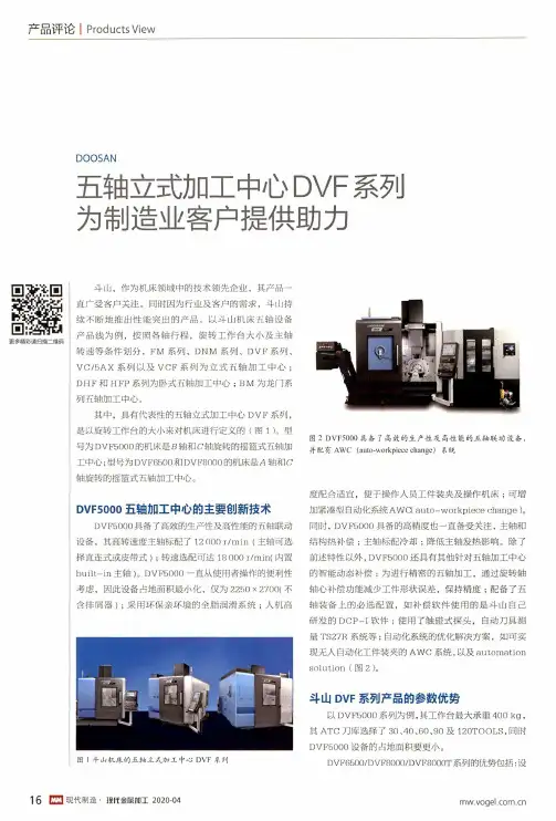 五轴立式加工中心DVF系列为制造业客户提供助力