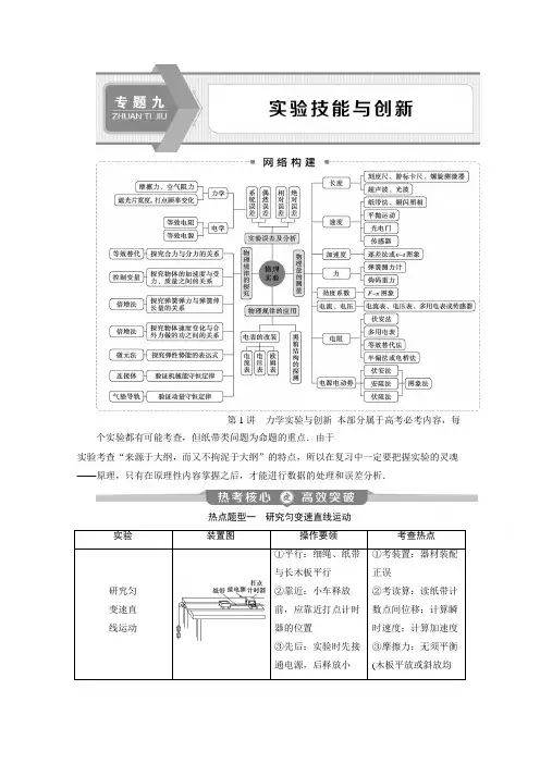 2020新课标高考物理二轮讲义：专题九第1讲 力学实验与创新 Word版含解析