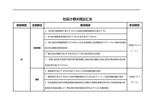 各个规范整合柱子配筋