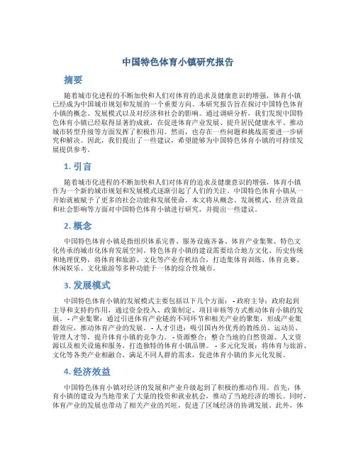 中国特色体育小镇研究报告