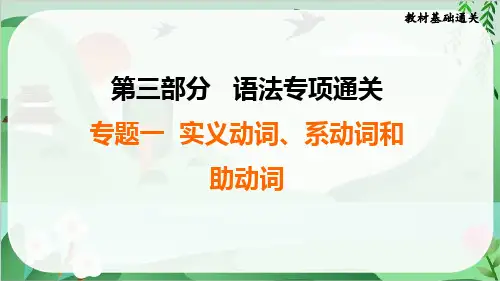2025年外研版中考英语总复习专题一实义动词、系动词和助动词