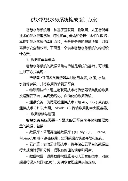 供水智慧水务系统构成设计方案