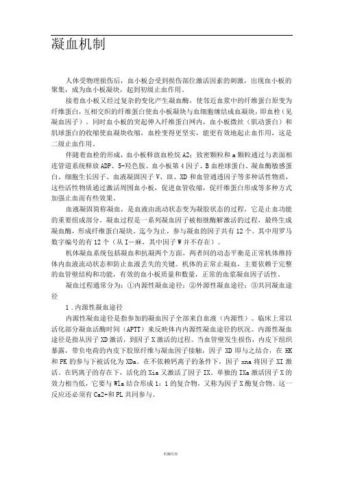 凝血机制含图解