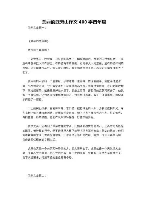 美丽的武夷山作文400字四年级