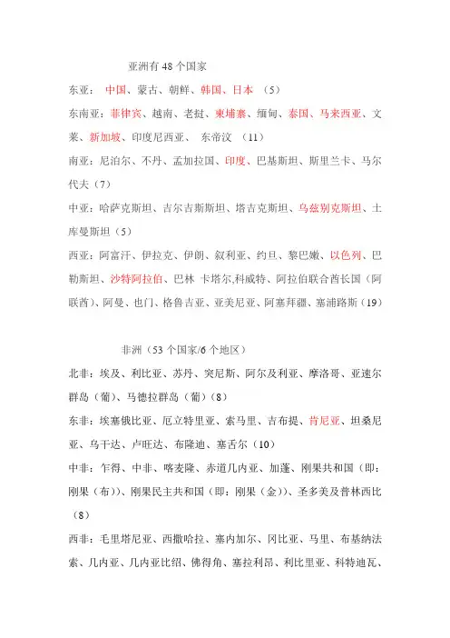 亚洲及非洲国家
