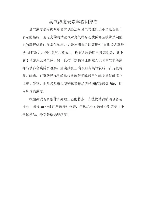 臭气浓度去除率检测报告