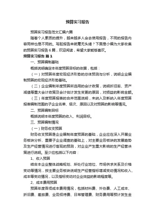 预算实习报告