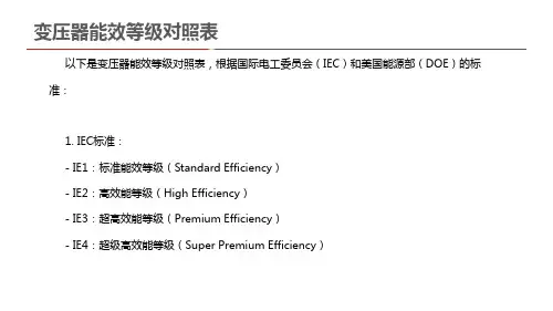 变压器能效等级对照表