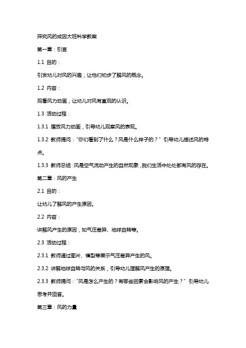 探究风的成因大班科学教案