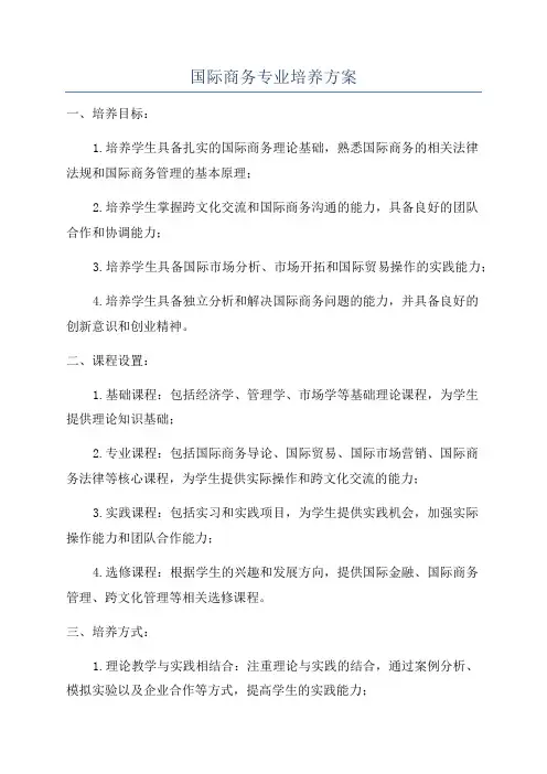国际商务专业培养方案