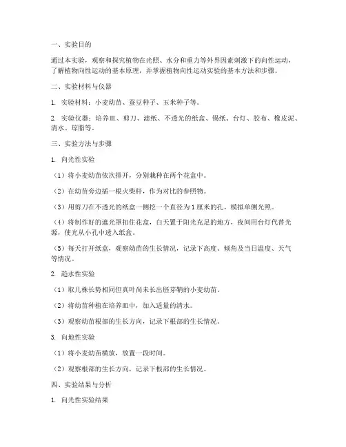 植物向性的实验报告