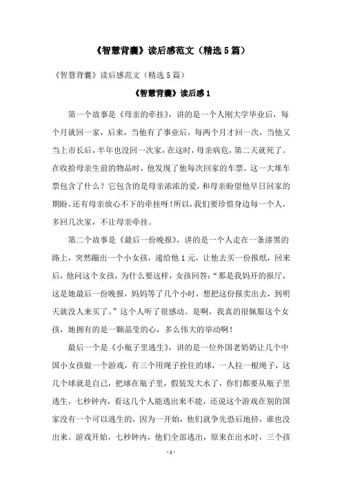 《智慧背囊》读后感范文(精选5篇)