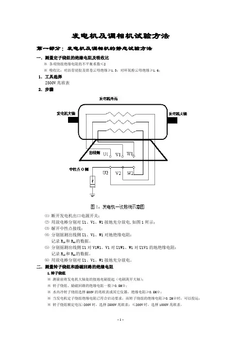 同步发电机及调相机试验方法