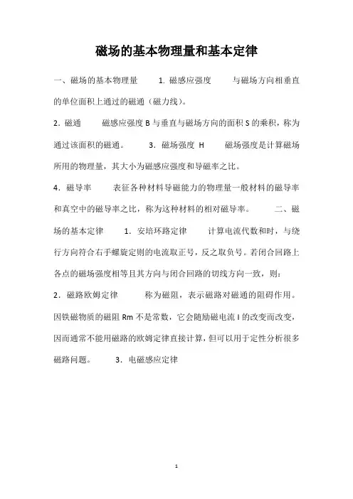 磁场的基本物理量和基本定律