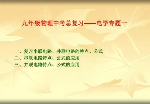 九年级物理中考总复习——电学专题课件