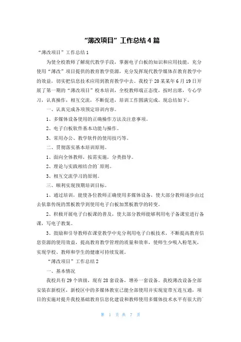 “薄改项目”工作总结4篇