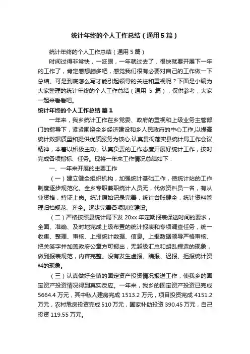 统计年终的个人工作总结（通用5篇）
