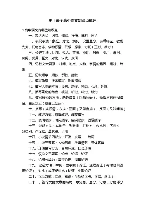 史上最全高中语文知识点梳理
