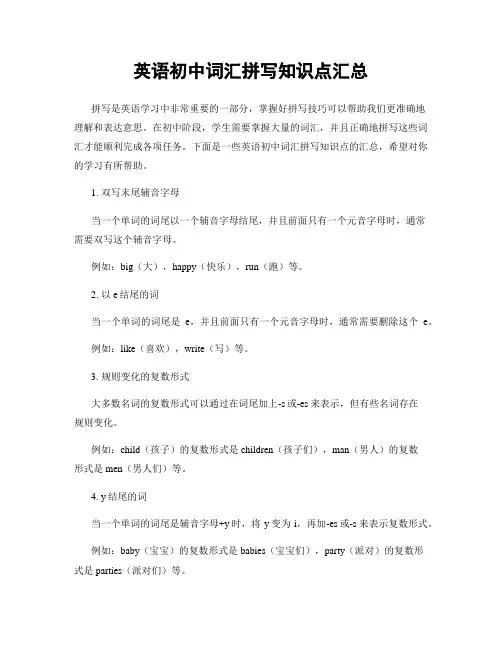 英语初中词汇拼写知识点汇总