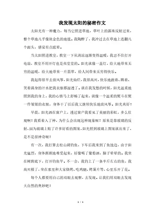 我发现太阳的秘密作文