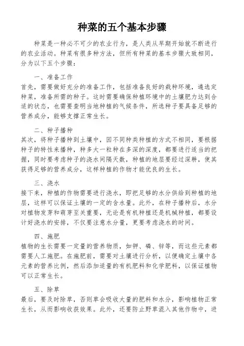 种菜的五个基本步骤