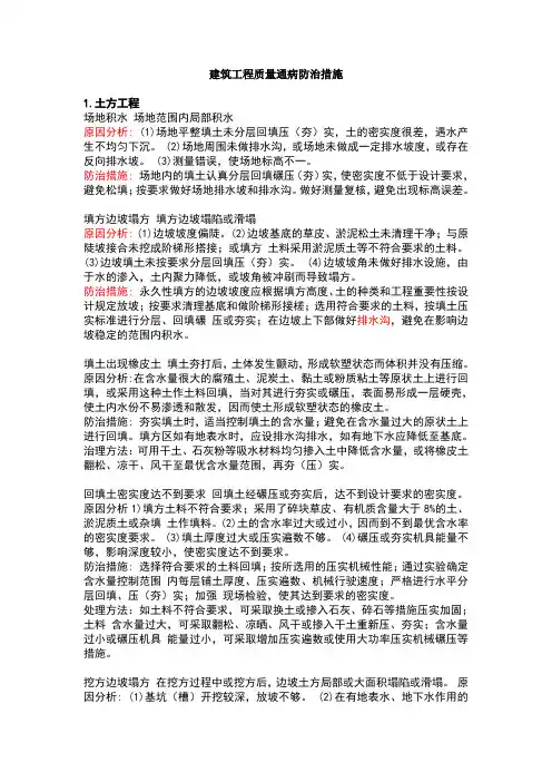 建筑工程质量通病防治措施大全