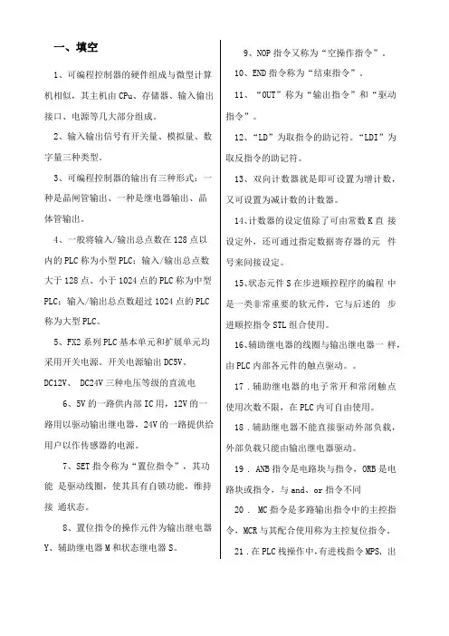 PLC试题库及答案