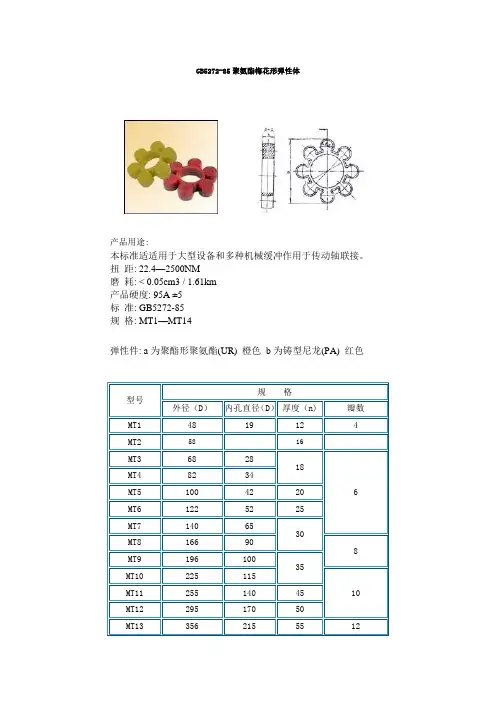 联轴器弹性缓冲垫规格标准