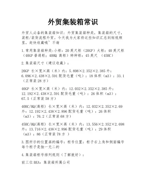 外贸集装箱常识