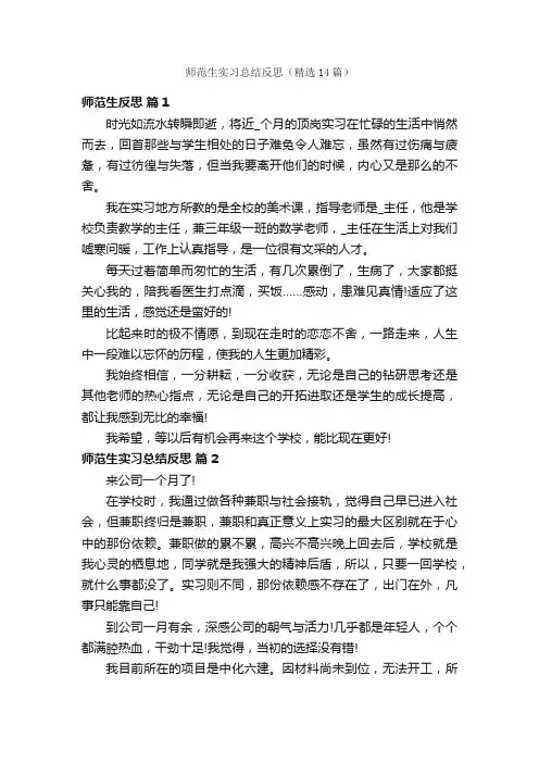 师范生实习总结反思（精选14篇）