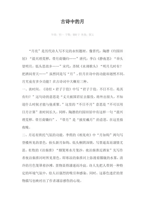 古诗中的月800字作文