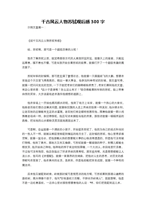 千古风云人物苏轼观后感300字