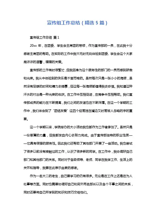 宣传组工作总结(精选5篇)