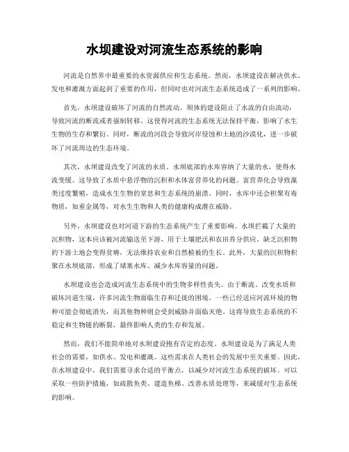 水坝建设对河流生态系统的影响
