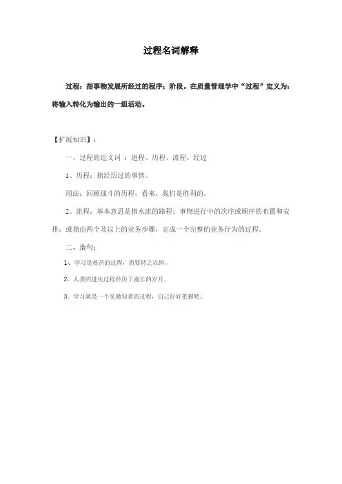 过程名词解释