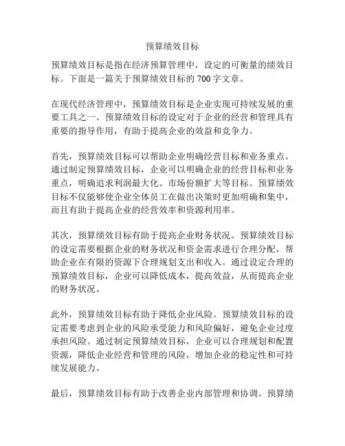 预算绩效目标