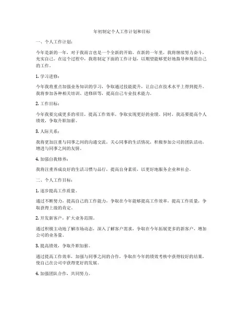 年初制定个人工作计划和目标