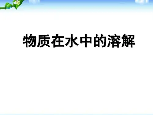 《物质在水中的溶解》课件ppt