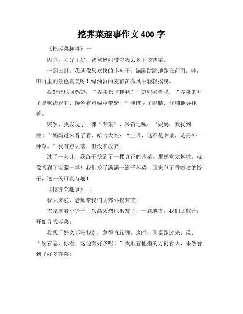 挖荠菜趣事作文400字
