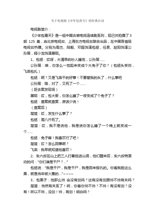 关于电视剧《少年包青天》的经典台词