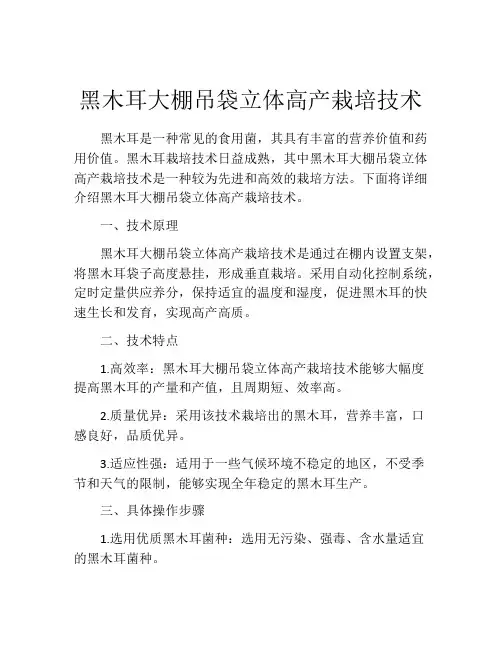 黑木耳大棚吊袋立体高产栽培技术