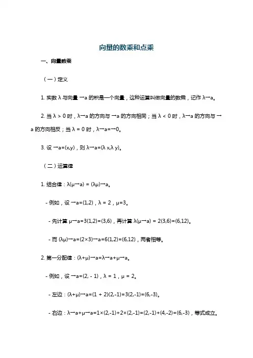 向量的数乘和点乘