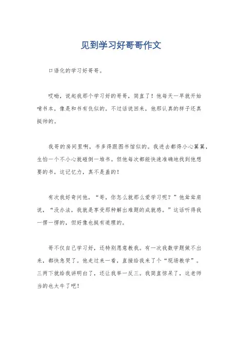 见到学习好哥哥作文